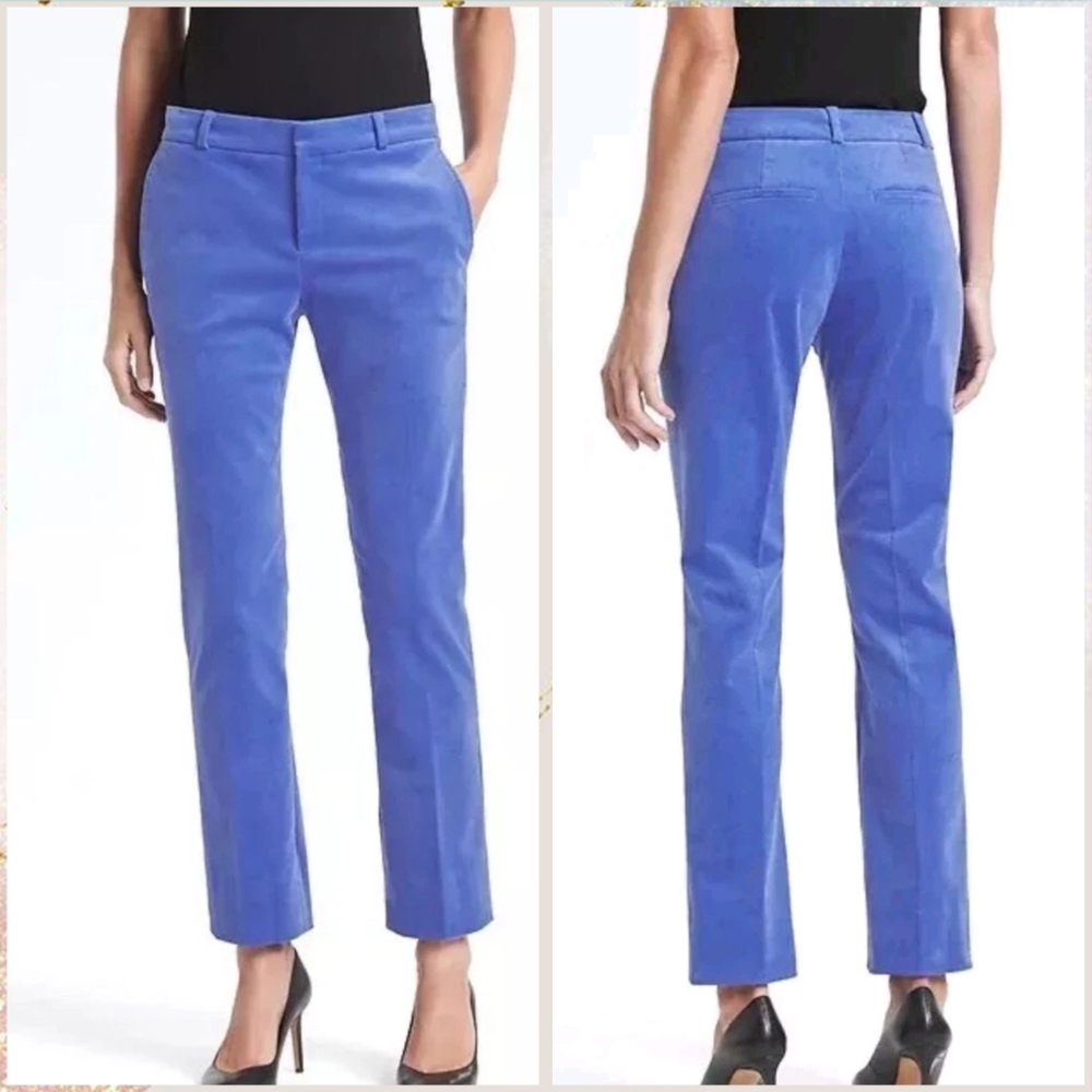 Banana Republic Women Blue Ryan Slim Straight-Fit Corduroy Pants Office Career 8